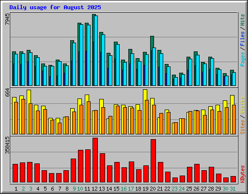 Daily usage for August 2025
